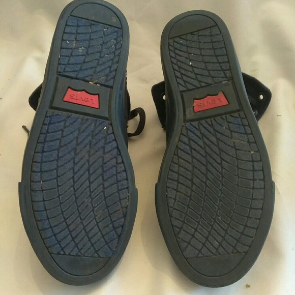 Levi's Hi Tops Dark Blue Canvas Girl's sz 6 - Picture 4 of 8